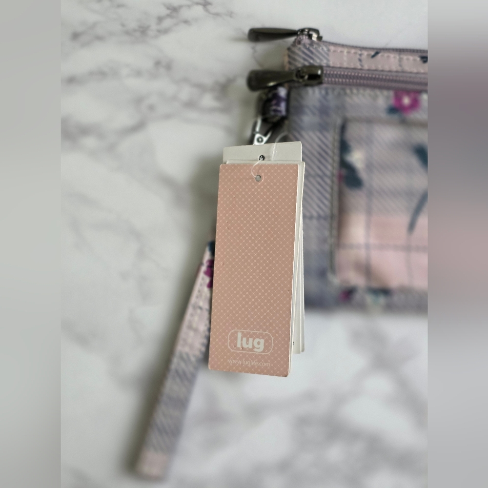 Lug Plaid and Floral Gray Wristlet - Picture 4 of 7